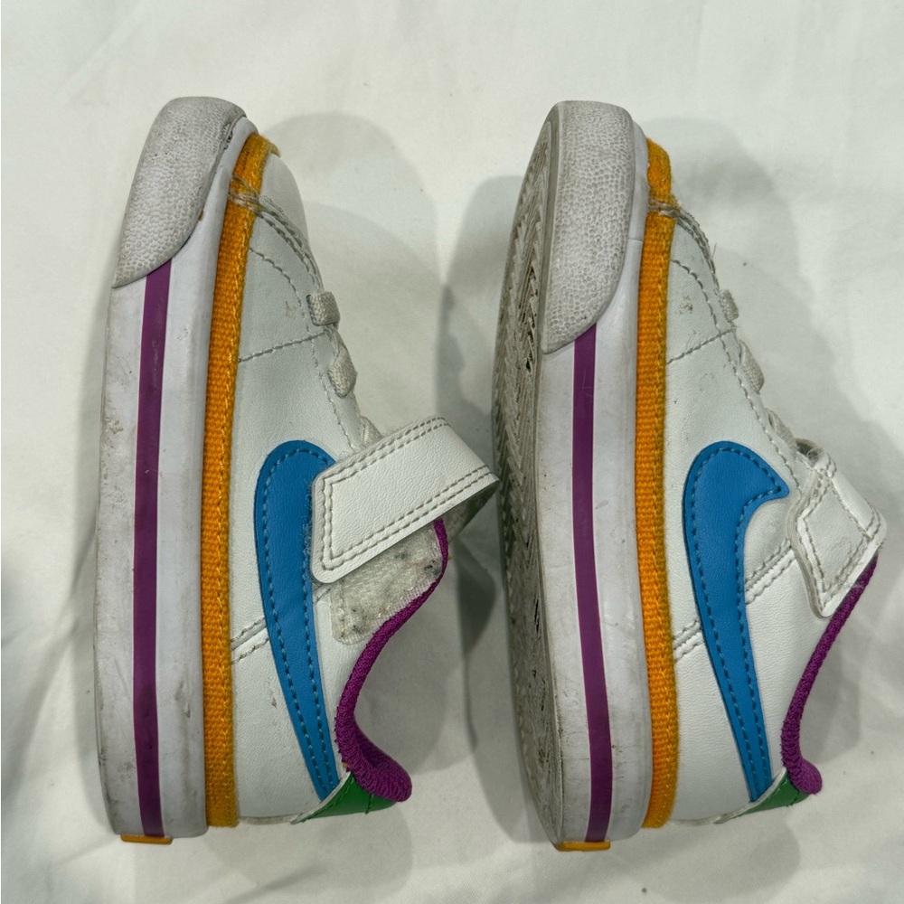 Nike Kids Court Legacy Low Top Toddler Sneakers - White, Blue, and Purple - Picture 3 of 5